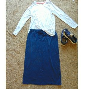 NY jeans workout maxi skirt